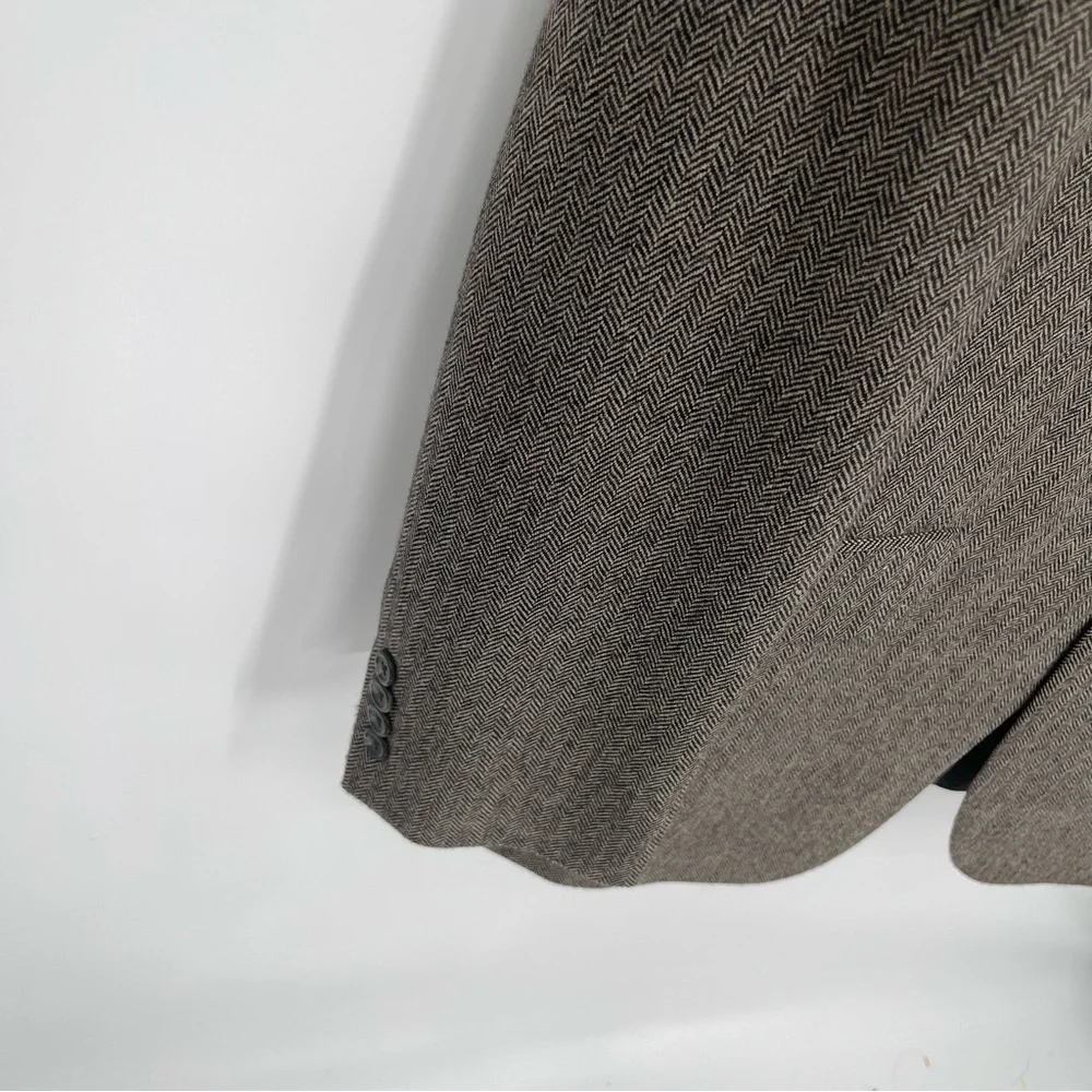 Lauren Ralph Lauren 100% Lambswool Blazer Mens Size 41L Brown Black Herringbone